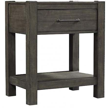 Rustic 1-Drawer Nightstand with Felt-Lined Drawer