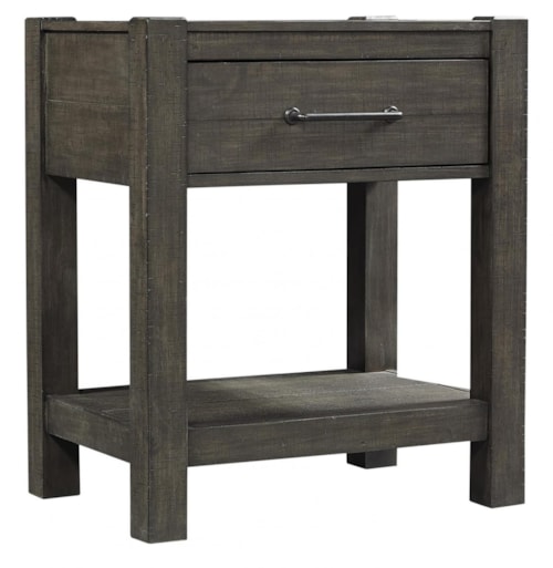 Rustic 1-Drawer Nightstand with Felt-Lined Drawer