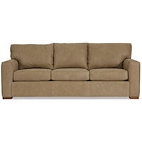 Contemporary 3-Seat Leather Sofa with Block Feet