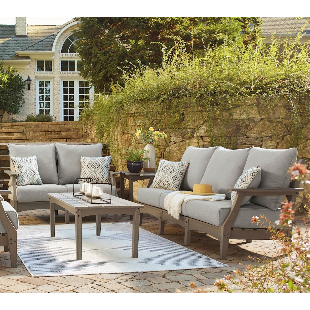 Ashley Furniture Signature Design Visola Outdoor Sofa and Loveseat