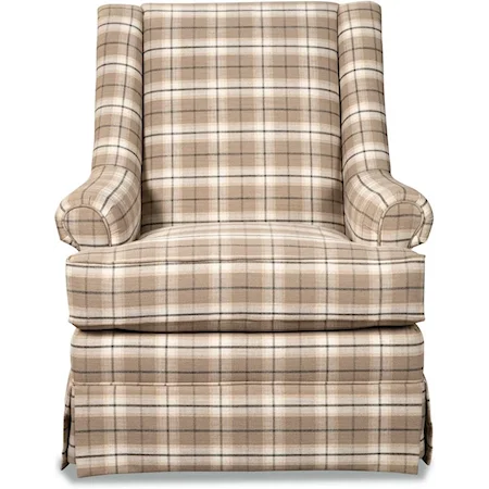 Skirted Swivel Glider Chair with Rolled Panel Arms