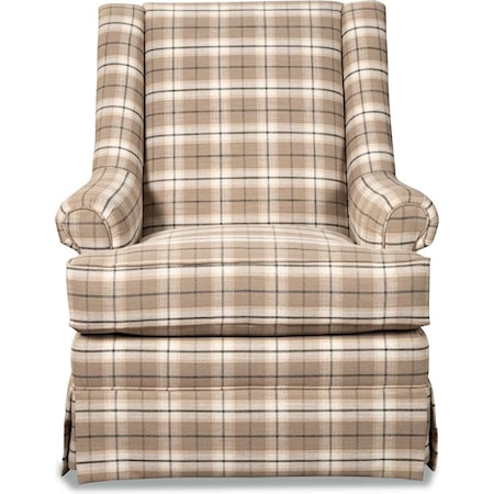 Skirted Swivel Glider Chair with Rolled Panel Arms