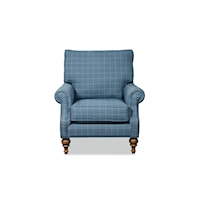 Traditional Accent Chair with Rolled Arms and Turned Legs