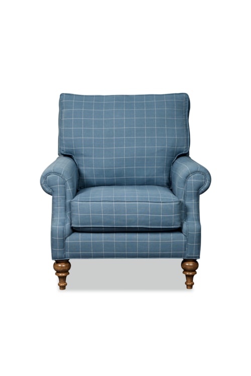 Traditional Accent Chair with Rolled Arms and Turned Legs