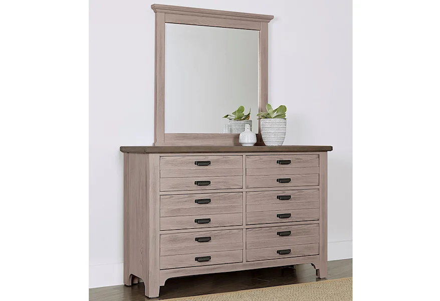Bungalow Double Dresser and Landscape Mirror by Laurel Mercantile Co. at VanDrie Home Furnishings
