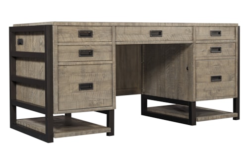 Rustic 66" Executive Desk with A/C Outlets