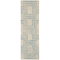 2'3" x 7'6" Ivory/Turquoise Runner Rug