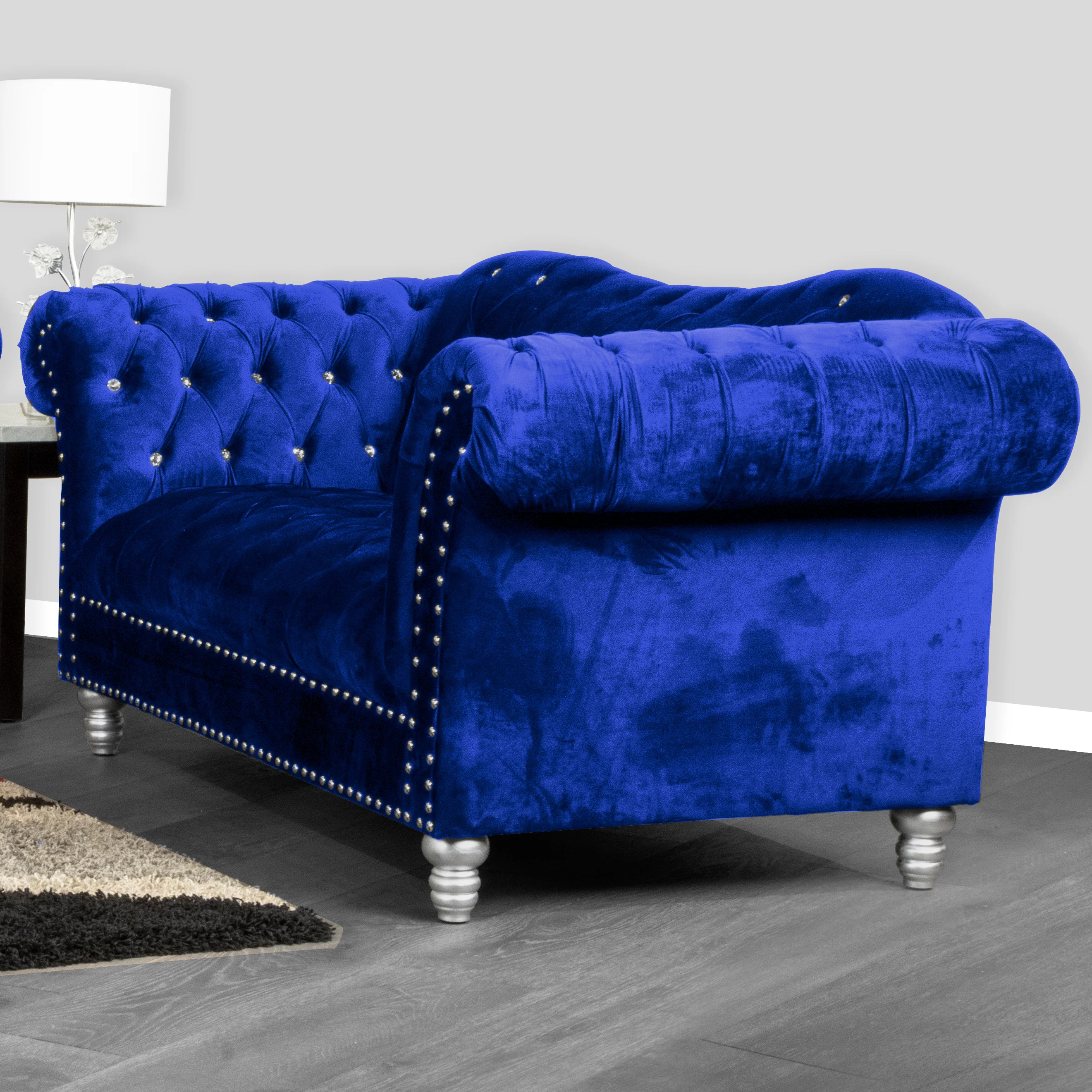 New Classic Tiana U161720BLU Loveseat Corner Furniture Uph