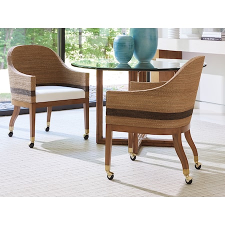 Dorian Woven Arm Chair With Casters