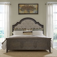 Traditional King Upholstered Bed with Button Tufting
