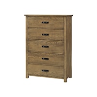 Rustic 5-Drawer Chest - Medium Brown