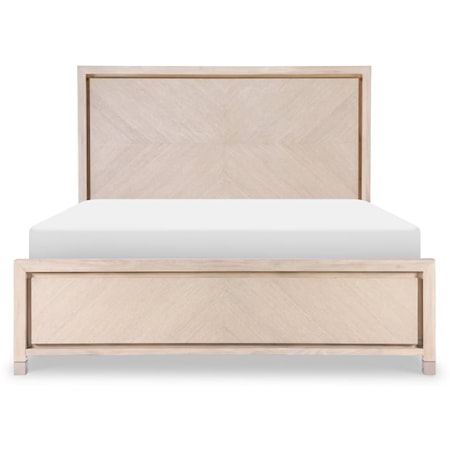 Contemporary Queen Panel Bed with Built-In Lighting