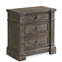Rustic Traditional 3-Drawer Nightstand with USB Ports