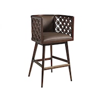 Transitional Swivel Barrel Back Barstool 