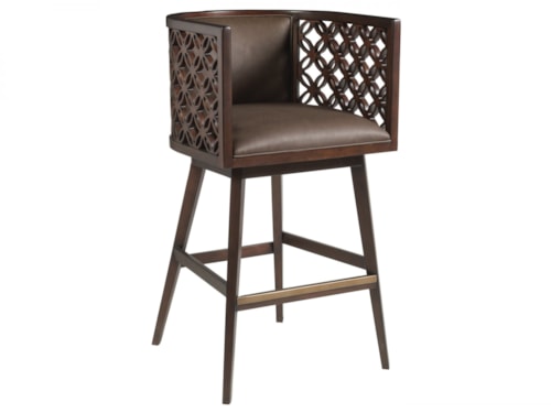 Transitional Swivel Barrel Back Barstool 
