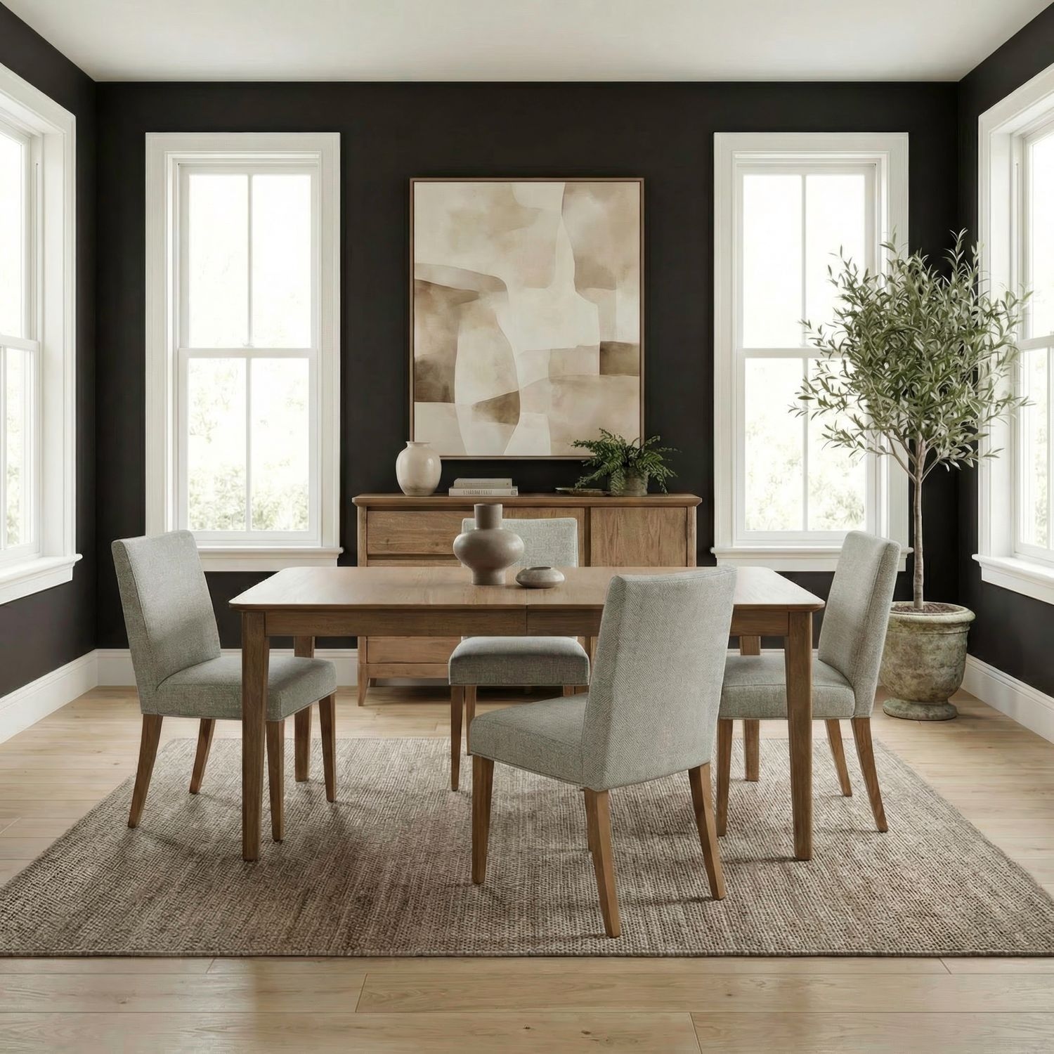 5-pc. Rect. Dining Set w/Uph. Side Chairs