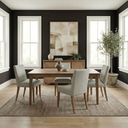 5-pc. Rect. Dining Set w/Uph. Side Chairs