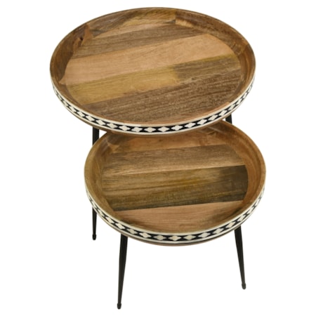 Ollie 2-piece Bone Inlay Nesting Table