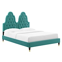 Tufted Performance Velvet Queen Platform Bed