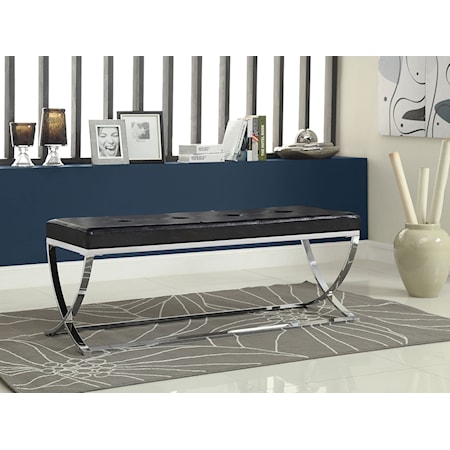 Walton Leatherette Tufted Accent Bench