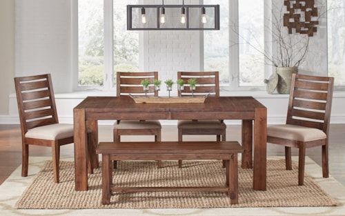 Rustic 6 Piece Dining Set w/Bench
