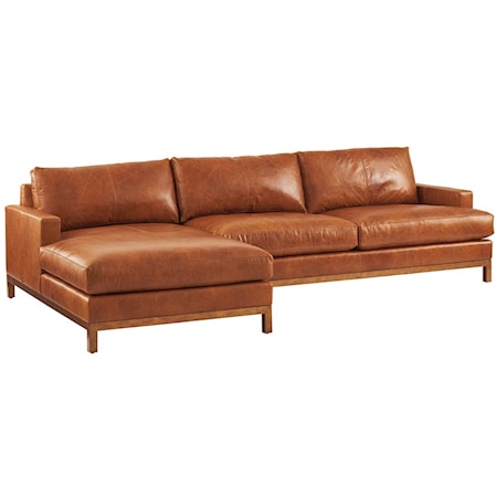 2-Piece Leather Sectional Sofa w/Brass Base