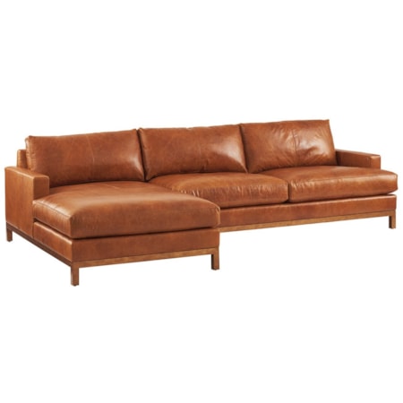2-Piece Leather Sectional Sofa w/Brass Base