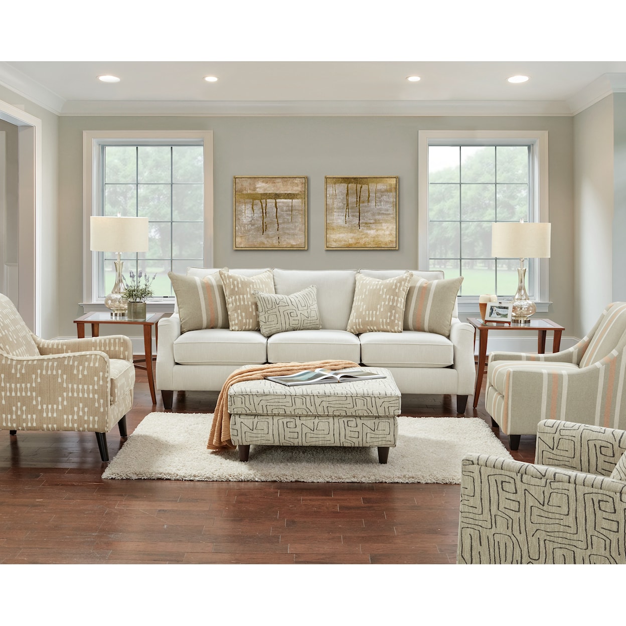 Fusion Furniture 7000 CHARLOTTE PARCHMENT Living Room Group