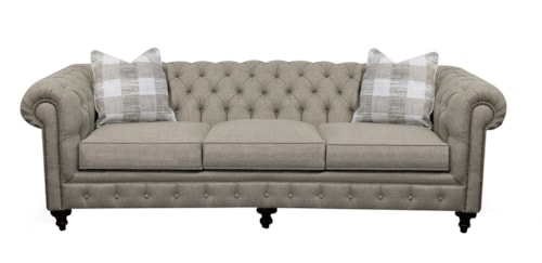 Traditional Chesterfield Sofa with Turned Legs