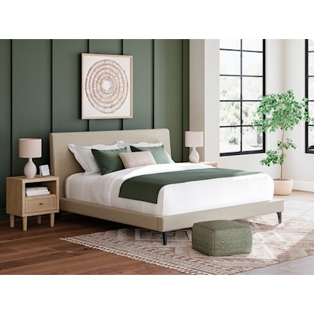 King Upholstered Bed With Roll Slats