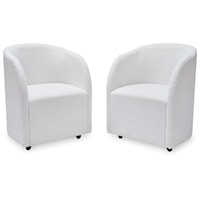 Contemporary Upholstered Dining Arm Chair with Casters