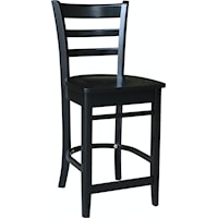 Farmhouse 24'' Armless Bar Stool with Ladder Back