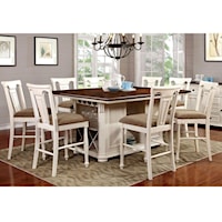 Cottage 9 Piece Counter Height Dining Set with Shelving and Storage