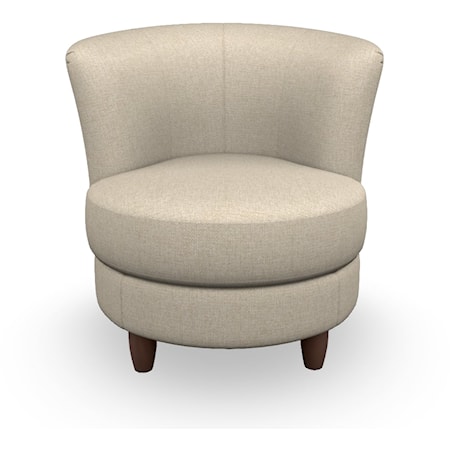 Customizable Swivel Barrel Chair with Exposed Wood Legs