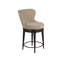 Transitional Swivel Counter Stool with Upholstered Seat