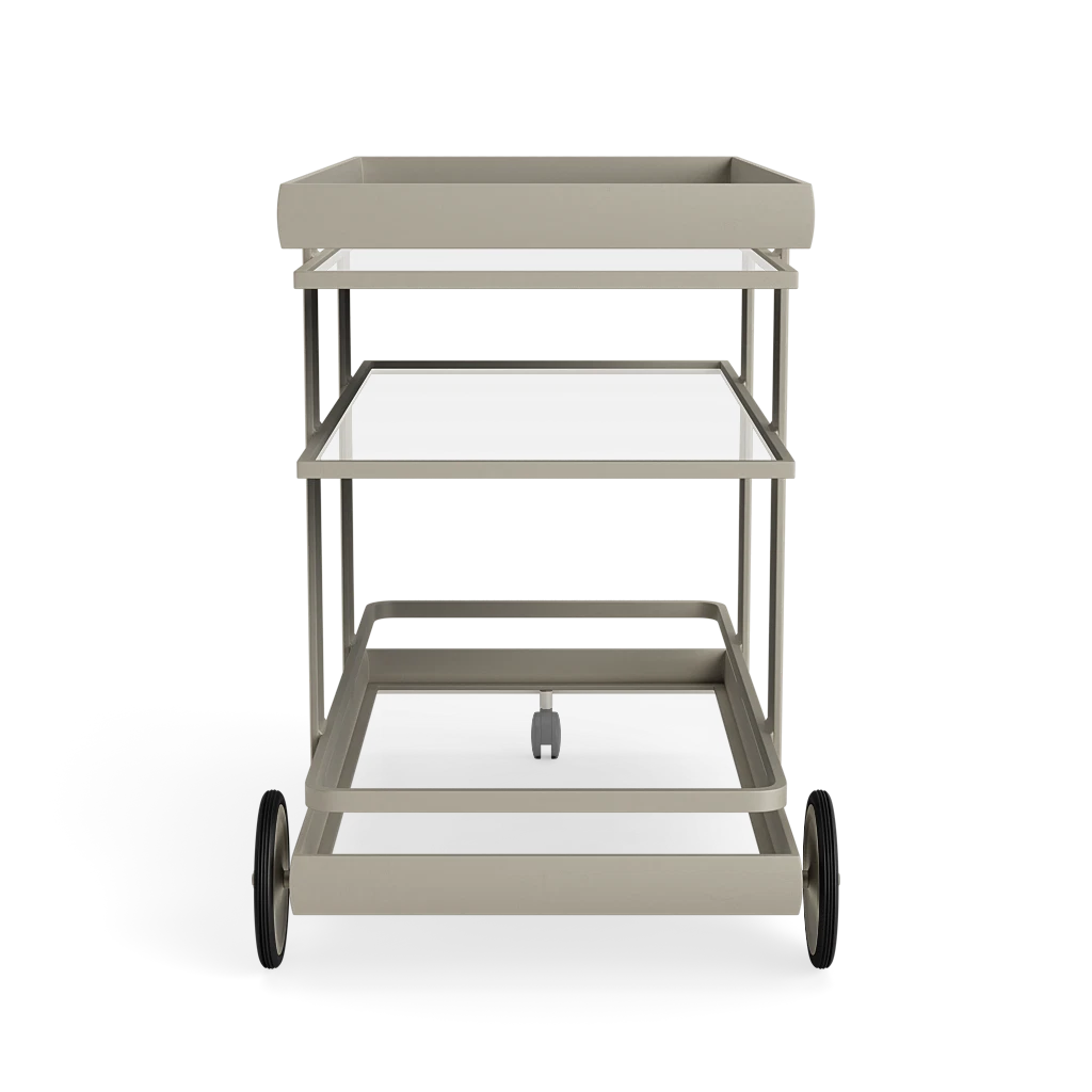 Brown Jordan Parkway Three-Layer Serving Cart w/Glass Top
