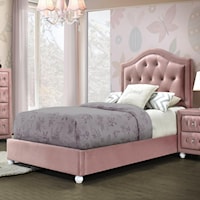 Glam Style Twin Upholstered Bed with Tufting