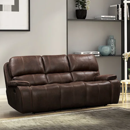Sofa W/Dual Recliner-Brown