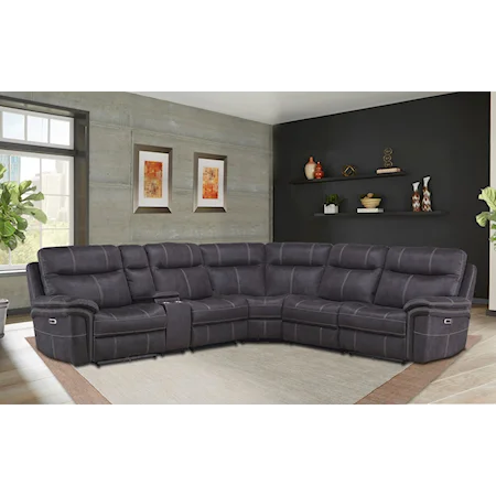 Casual Power Sectional with Power Headrests