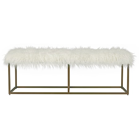 Contemporary Upholstered Bench with Faux Fur Seat