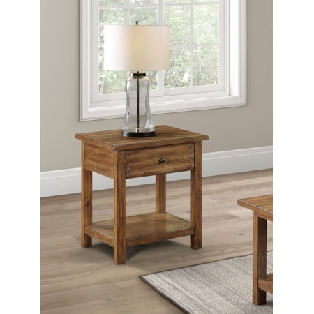 Wood End Table w/ Shelf