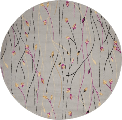 5'3"  Grey Round Rug