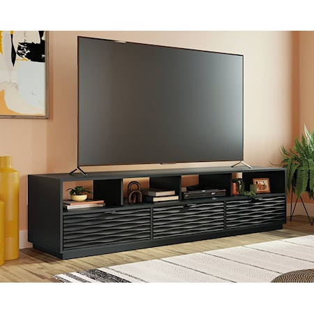 Contemporary Three-Drawer TV Credenza with Open Shelf Storage