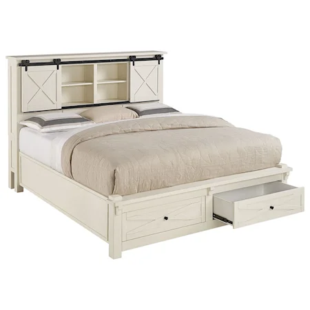 Queen Bookcase Bed with Footboard Storage
