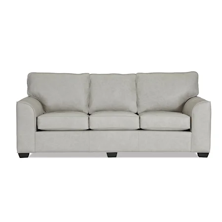 Casual 3-Seat Leather Sofa with Tapered Arms and Legs