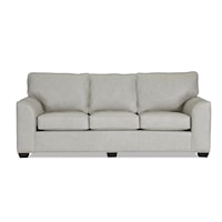 Casual 3-Seat Leather Sofa with Tapered Arms and Legs