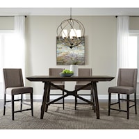 Transitional 5-Piece Counter-Height Gathering Table Set