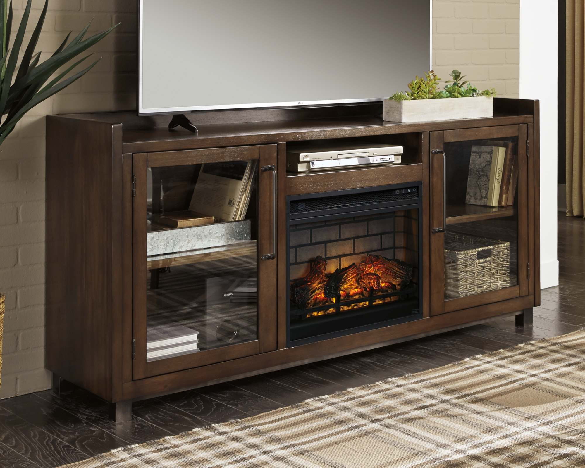 70" TV Stand With Electric Fireplace