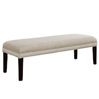Transitional Upholstered End of Bed Bench in Linen