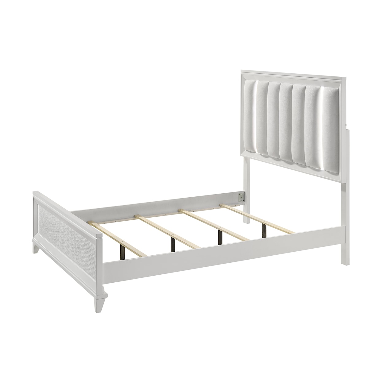 Crown Mark CRESSIDA CRESCENT WHITE LED QUEEN BED |